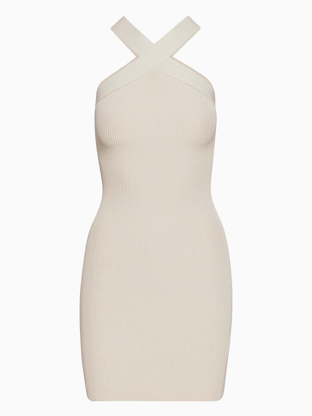 Aritzia Babaton Sculpt Knit Criss Cross Dress Cream Size Medium - Picture 5 of 12
